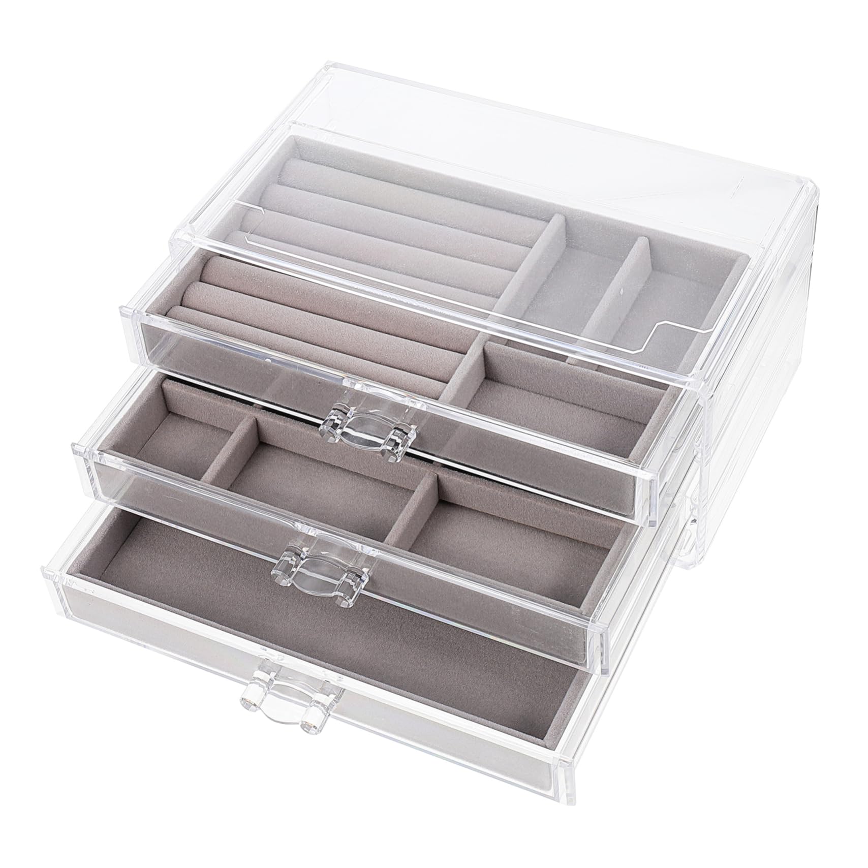 BESPORTBLE Scatola Porta Accessori 3 Scomparti in Plastica e Pelucchi, Organizer da Scrivania per Accessori e Piccoli Oggetti, Design Salvaspazio per Camera da Letto