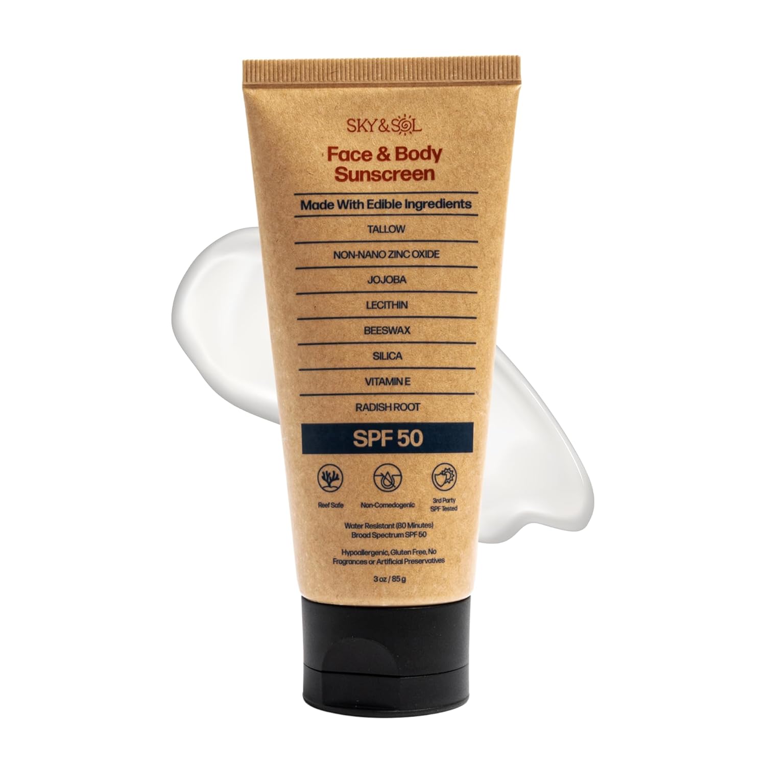Amazon.com : Sky and Sol Non-Toxic Natural Mineral Sunscreen SPF 50 ...