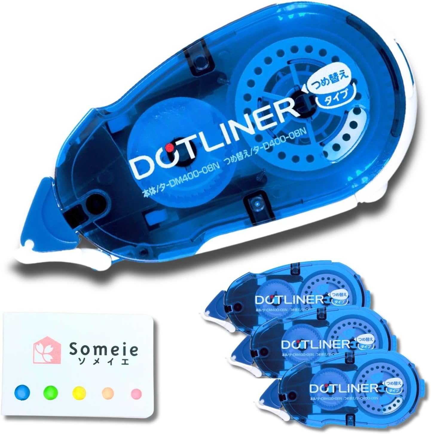 Double Sided Tape Roller, Tape Runner, Dot Liner, for Scrapbooking and Crafting, Refillable Adhesive Glue Roller(TA-DM400-08N), 3 Refills 0.33 in x 52.49 ft (TA-D400-08N)＆Sticky Notes, Tape, Bond