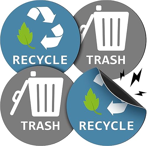 Chinco 8 piezas magnéticas de reciclaje y basura, símbolo de logotipo de reciclaje y bote de basura, calcomanía magnética para contenedores de