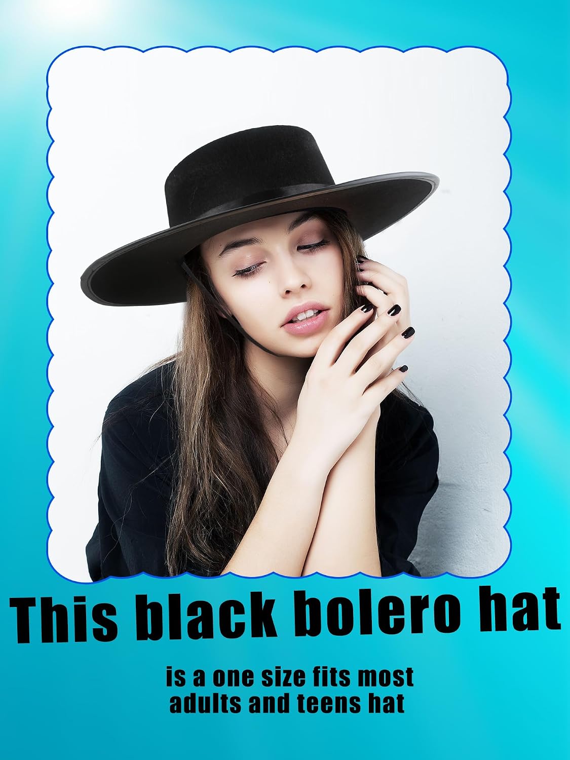 4 Pcs Felt Flat Top Fedora Black Wide Brim Top Hats Flat Fedora Hat with Band for Adult Men Women Wedding Halloween Party Costume Accessory
