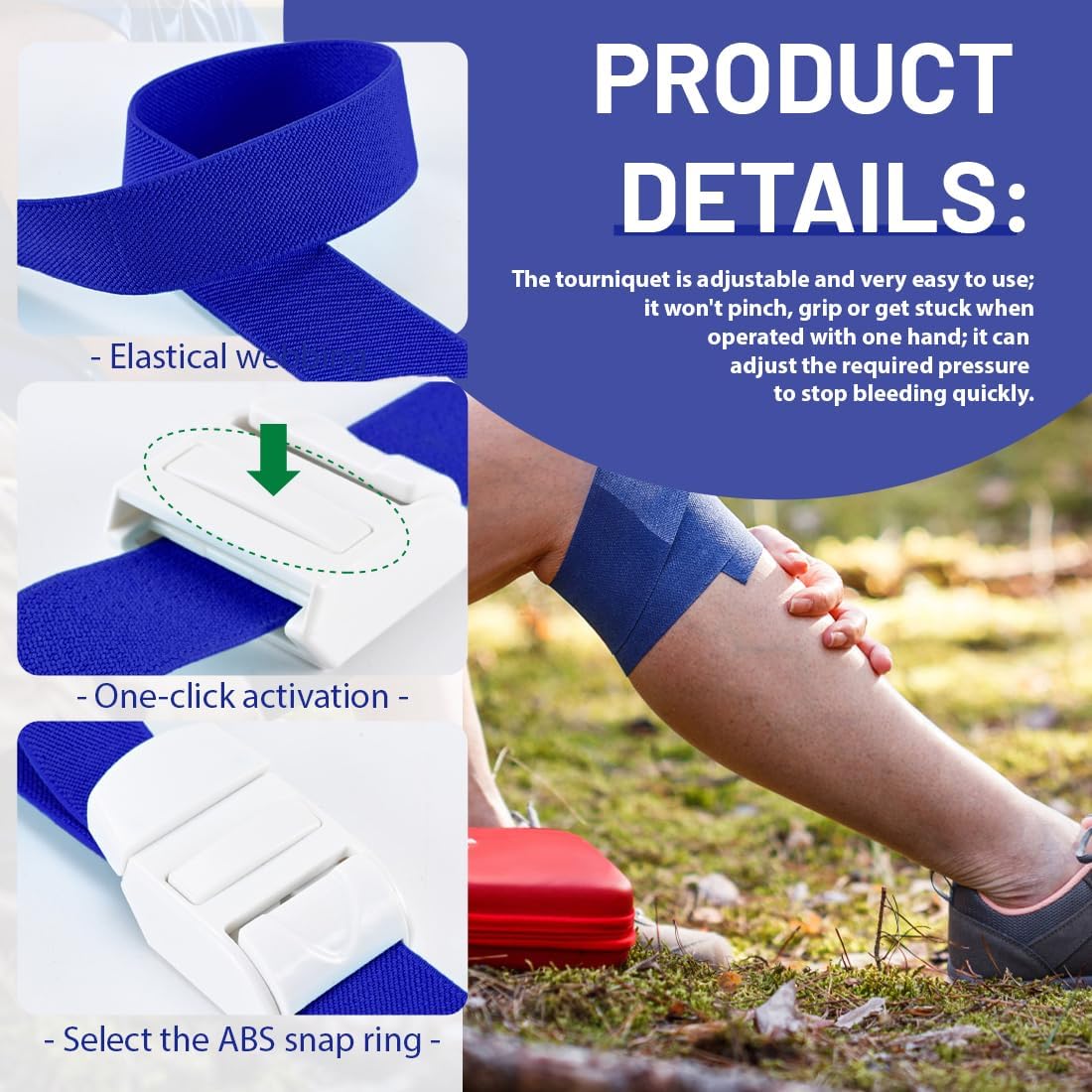 3 Pcs Nurse Tourniquet, Tourniquet, Medical Tourniquet, Tourniquet Tourniquet, Blood Test Tourniquet, Reusable Tourniquet for Doctors, Nurses, Students and Ambulance (Blue)