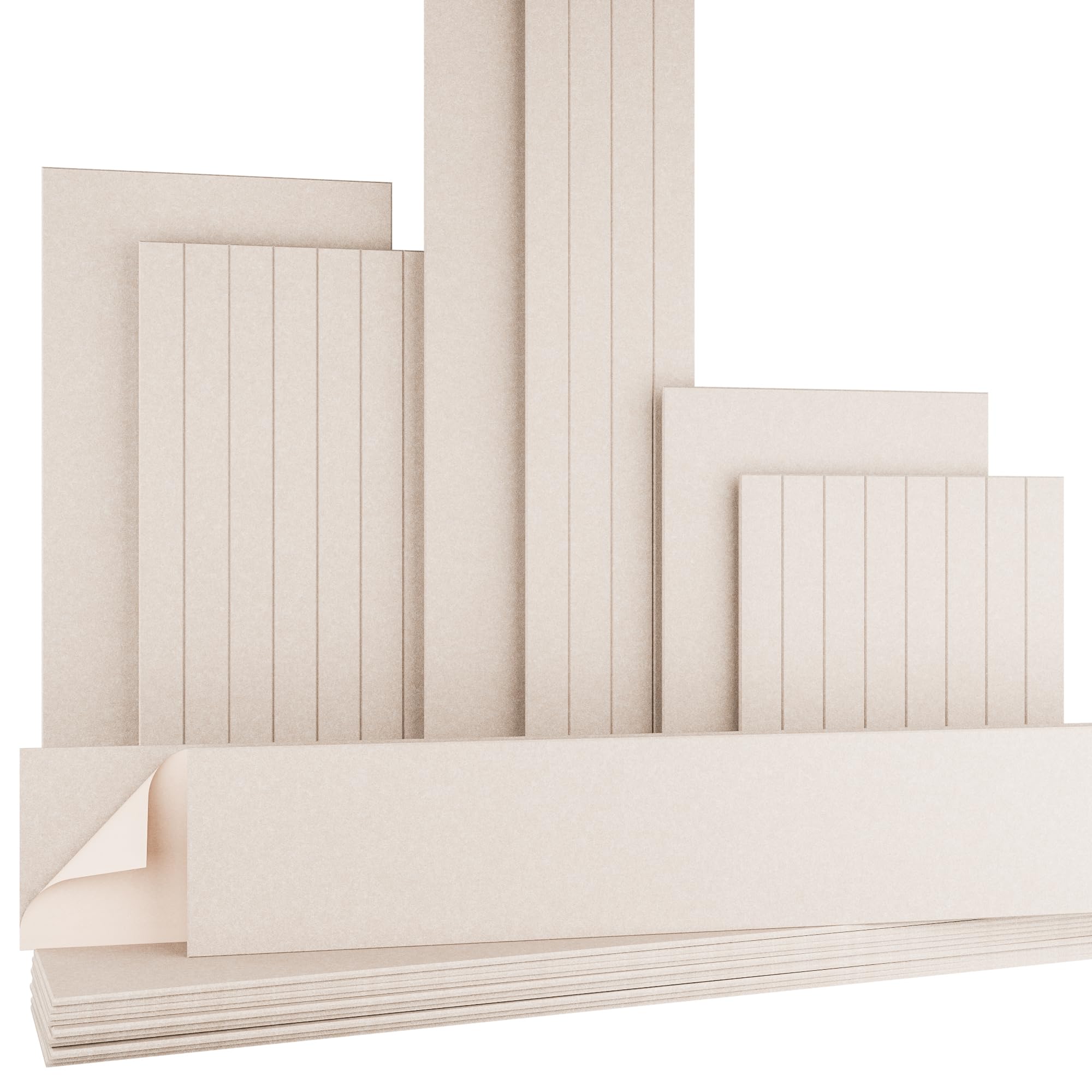 AKUSTIKO Akustikpaneele Selbstklebend 240x30cm - 4 Stück Beige Akustik Wandpaneele Schallschutz & Raumakustik Panels Filz 9mm Hexim Decken- & Wandverkleidung Decken Fläche (2.88m²)