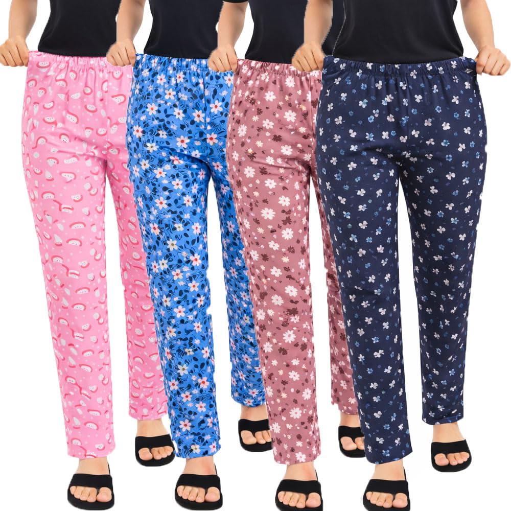 brand flex Women's Printed Cotton Pyjama 4Pack, Night Pant For Women (Prints May Vary)-picture-28