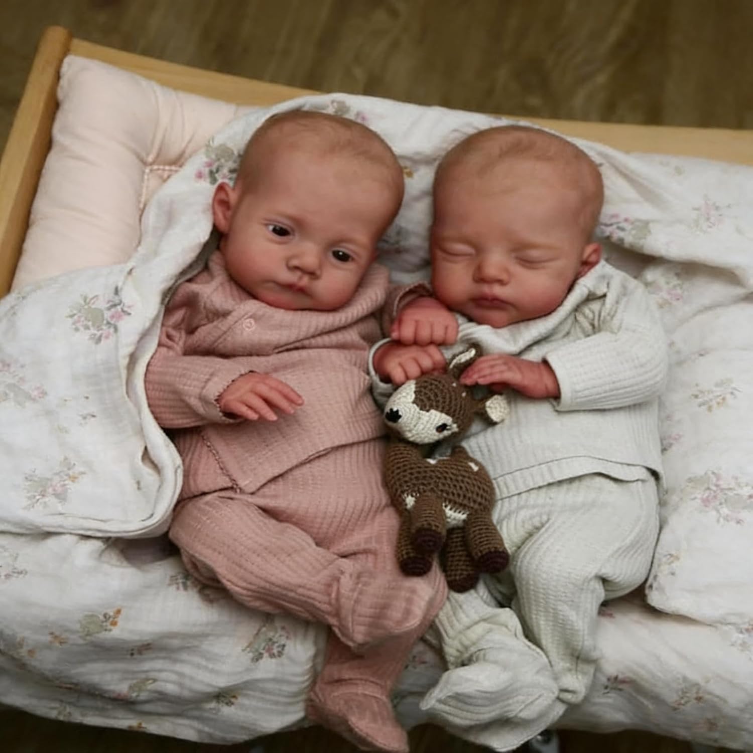 Anano Reborn Baby Dolls Twins Boy and Girl, 18 in Lifelike Realistic Baby Doll, Silicone Babys Dolls Newborn Real Life Babys Doll Twins that Look Real with Accessories