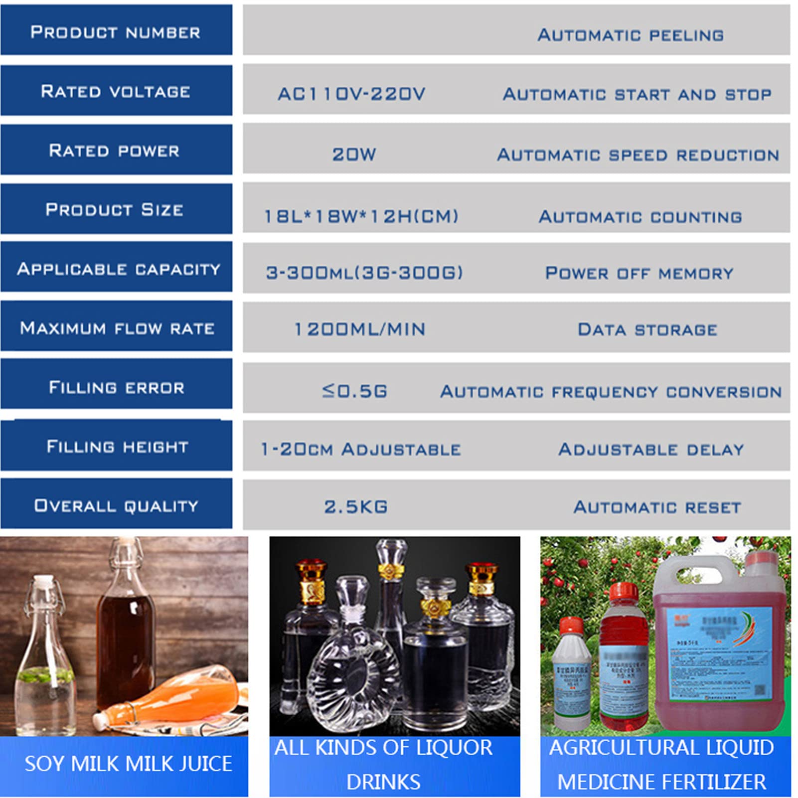 Riempitrice automatica per bottiglie liquide a pompa peristaltica, riempitrice di pesatura da 2-300 g per olio essenziale, liquido orale, soluzione, profumo