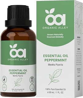 Peppermint Essential Oil by Organic Alley | 100% Pure Therapeutic-Grade Mentha Piperita Oil | Essential Oil for Aromatherapy, Relaxation | Fresh Minty Scent | Premium Quality (1 Fl Oz, Peppermint)