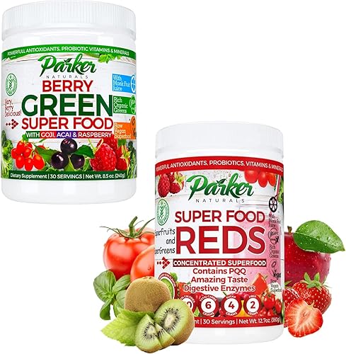 Berry Green Superfood Smoothie & Superfood Reds Antioxidante orgánico  Aumento de nutrientes para el sistema inmunológico, salud digestiva y