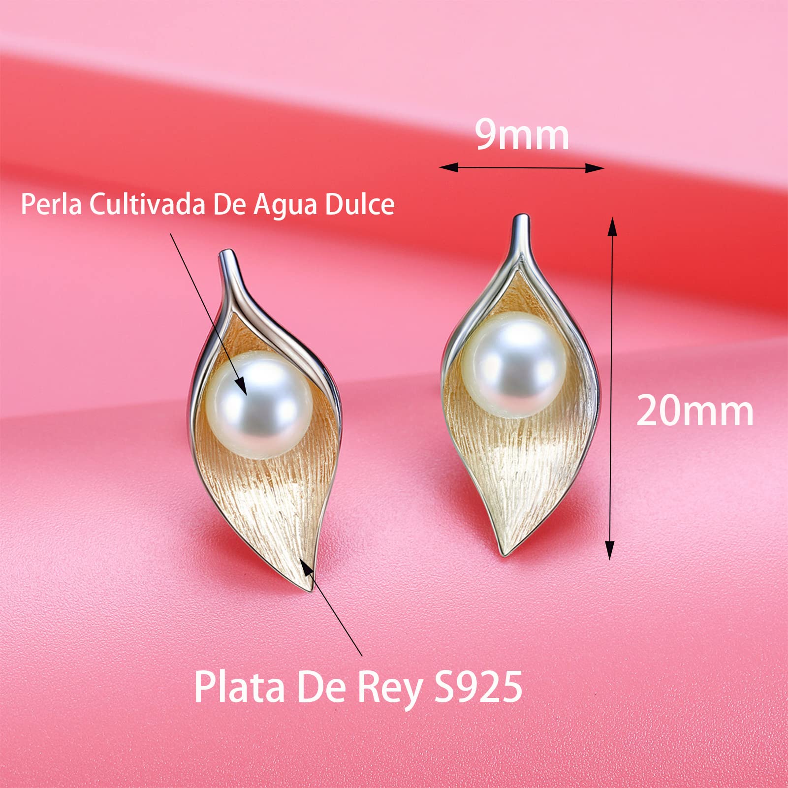 Pendientes Hoja De Plata De Ley S925 Perlas Cultivadas De Agua Dulce Mujer Infantil Regalo madre