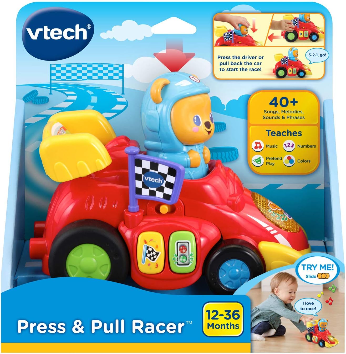 VTech Press and Pull Racer, Red
