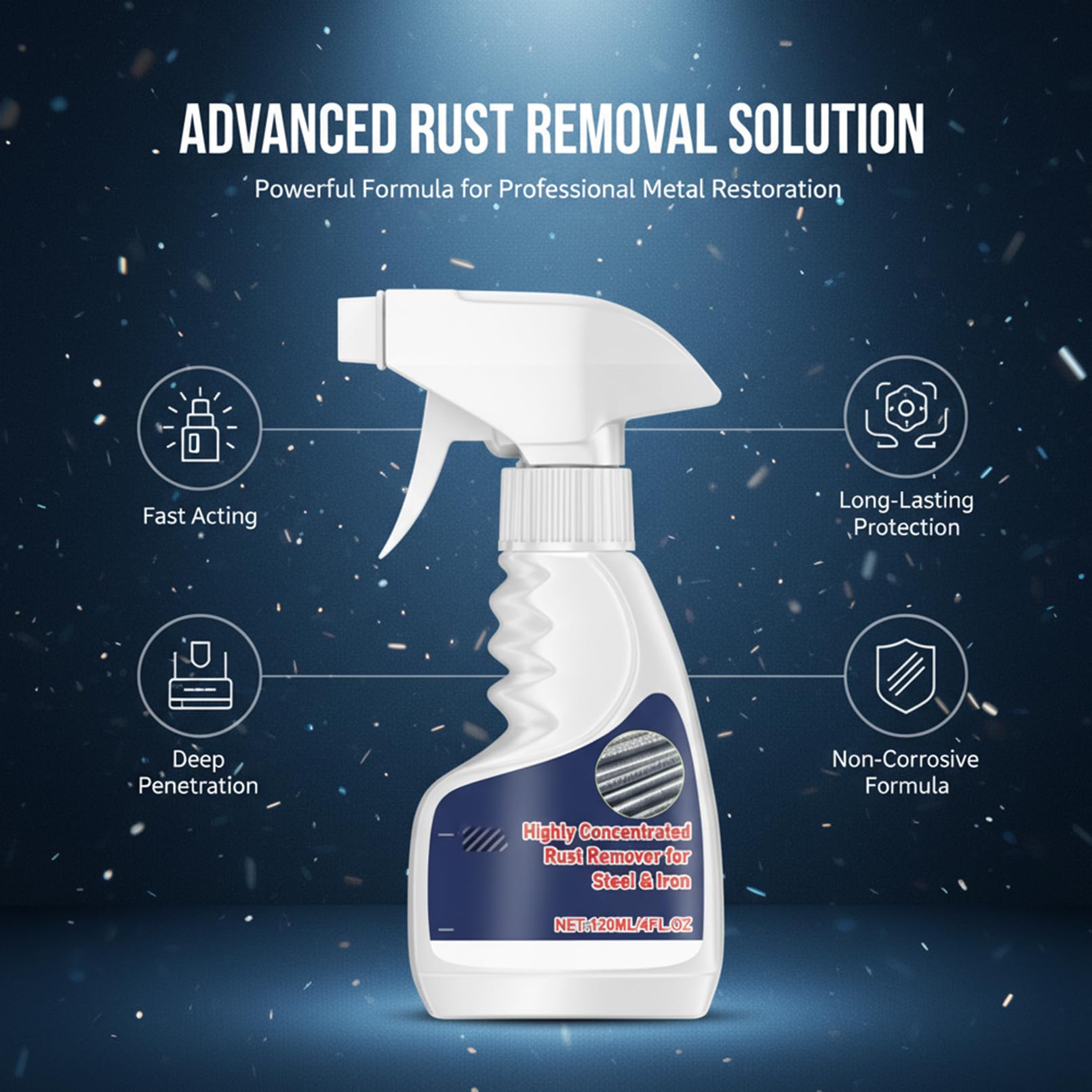 ROVIA Rust Remover Spray for Metal, Highly Concentrated Rust Remover for Steel Copper Stainless Steel, Heavy Duty Rust Remover Spray No Scrubbing, Fast Acting Rust Stain Remover 4 fl oz (1PC) - 3