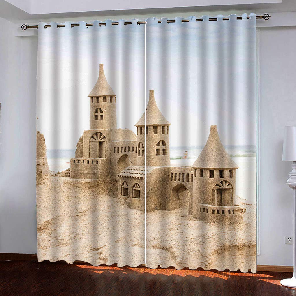 Rideau occultant à oeillets 140x260 cm lot de 2 style plage de sable