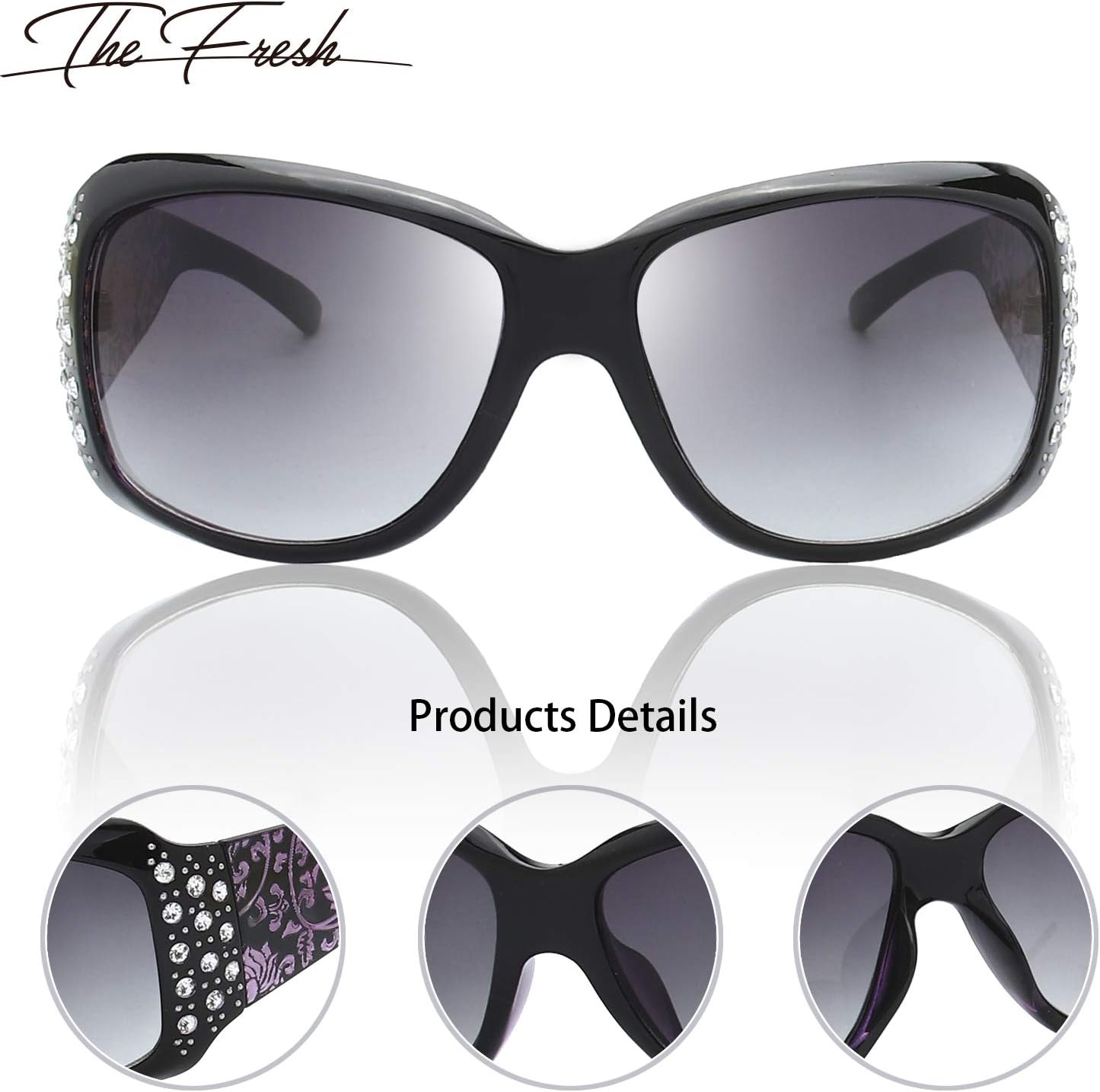 The Fresh Trendy Classic Women Hot Fashion Rhinestones Sunglasses with Gift Box - Image 4