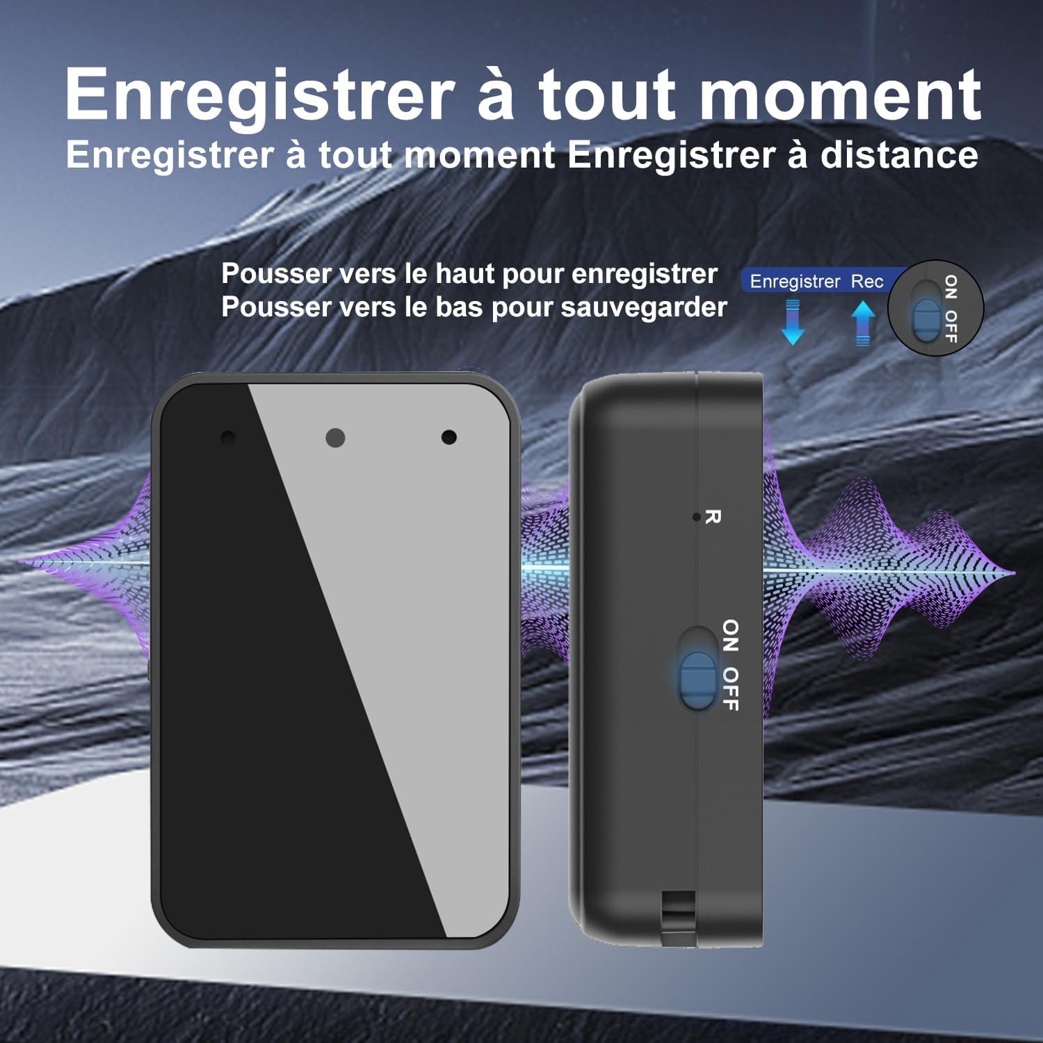 Registratore vocale magnetico 64 GB con riduzione del rumore, porta USB-C ricaricabile per studi, conferenze, riunioni, interviste, registratore audio portatile con auricolari, facile da usare