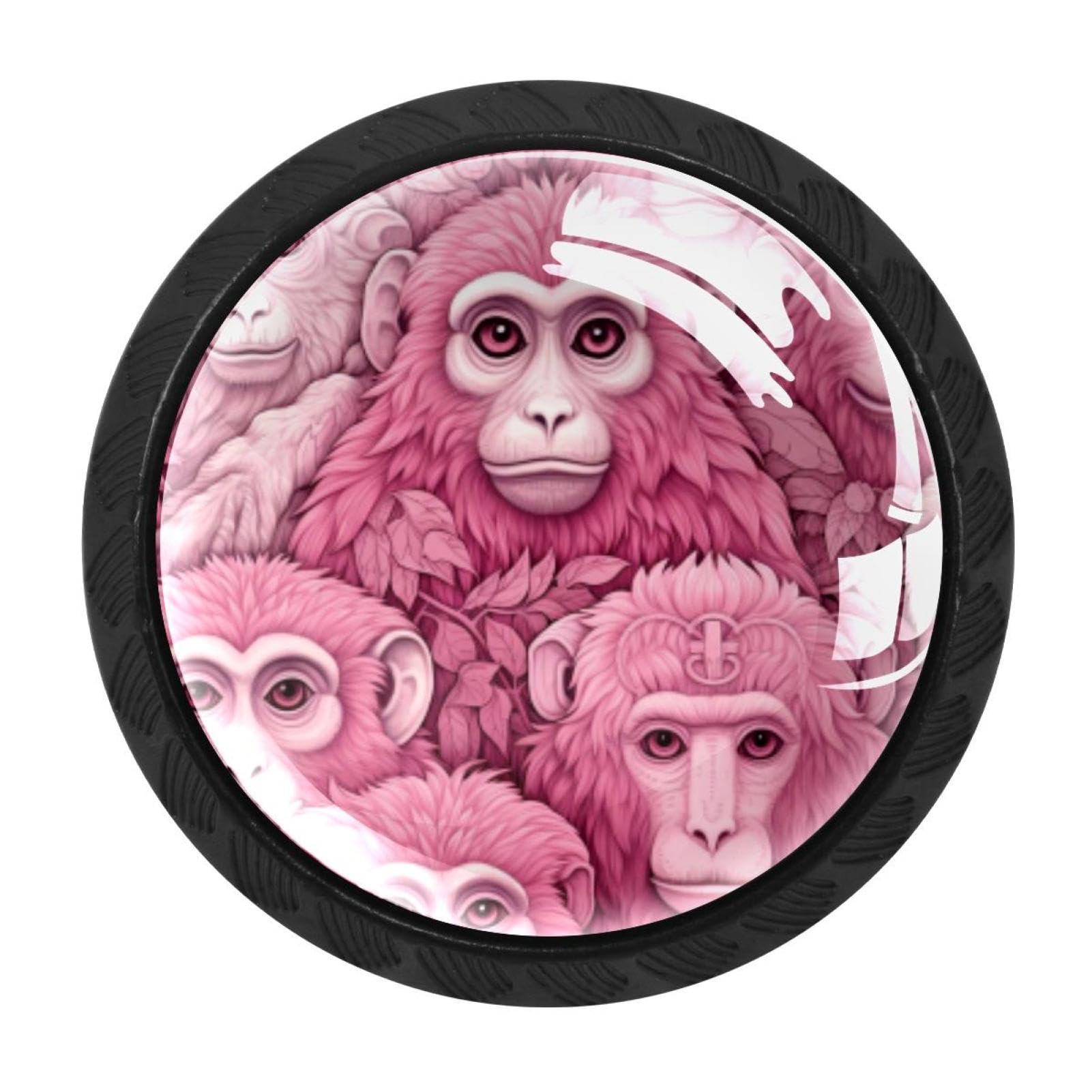 Chenzzzz Multicolored 01 4 Pcs Pink Monkey Orangutan Cabinet Knobs Crystal Drawer Pulls For Kitchen, Bathroom Cabinet, Dresser And Cupboard