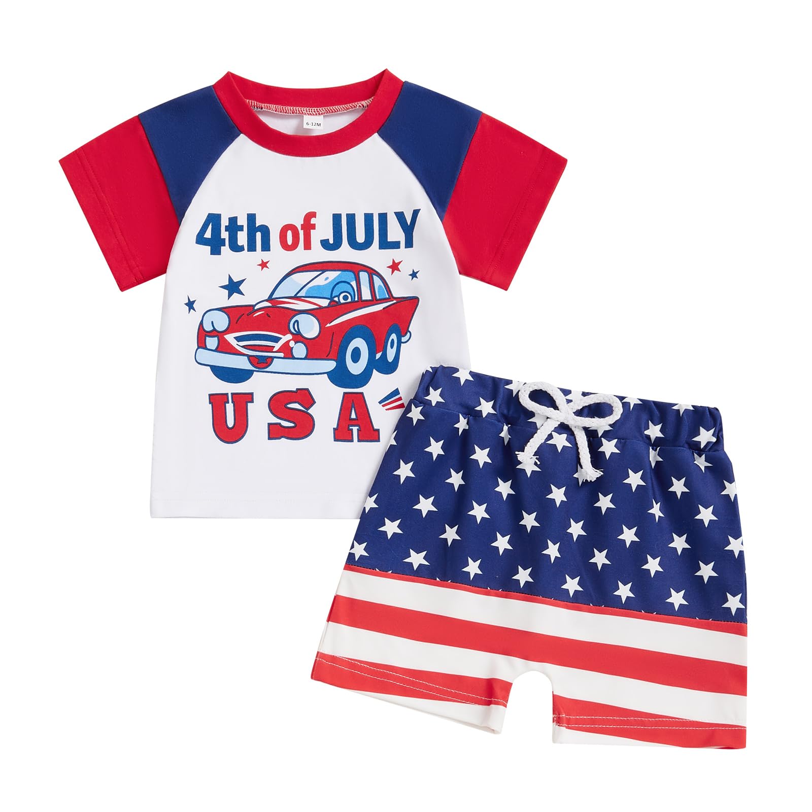 Ayalinggo Baby Boy Toddler 4th Of July Summer Clothes Tractor Short Sleeve Shirt+Short Set 2pcs Outfits For Boys 0-6 Years