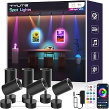 Tyute RGB LED Spotlights, Color Changing Picture Light for Wall with App &amp; Remote, Music Sync, Ambient Lighting Indoor Spotlight for Living Room Bedroom Gaming Decor