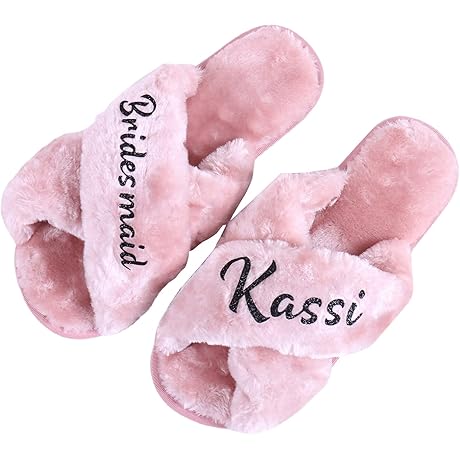 Gleaming Personalized Bridesmaid Slippers for Posh Wedding Events
