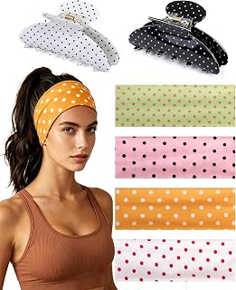 Polka Dot Headband for Women Polka Dot Hair Claw Clip Set Women Hair Accessories: Cute Head Bands for Women's Fashion Hairbands(Light-Colored 6PCS)