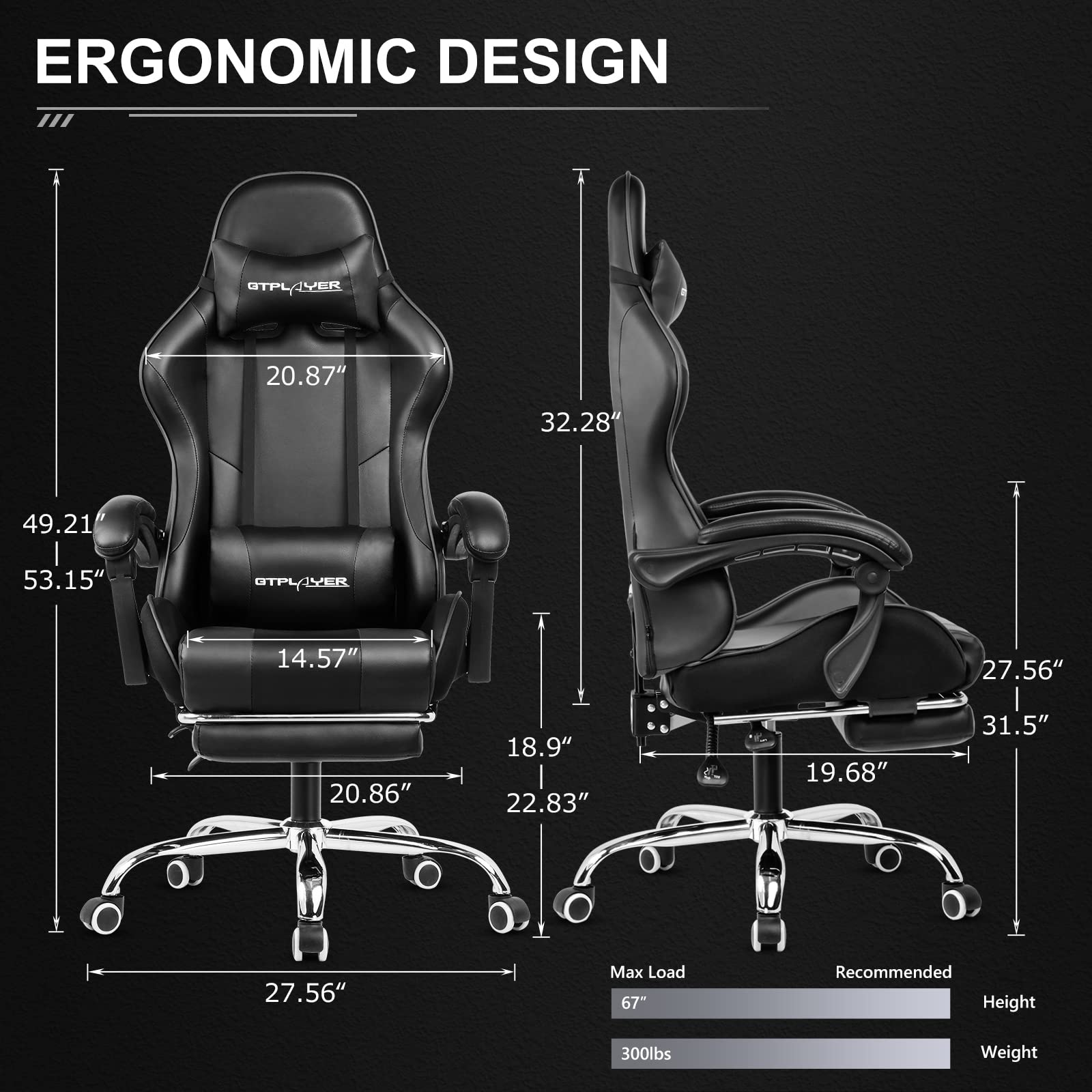 Buy GTPLAYER Gaming Chair, Computer Chair with Footrest and Lumbar