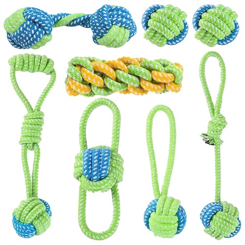 PETERMALLON 8 Piezas Juguetes para Perros, Juguetes de Cuerda Trenzada Seguro