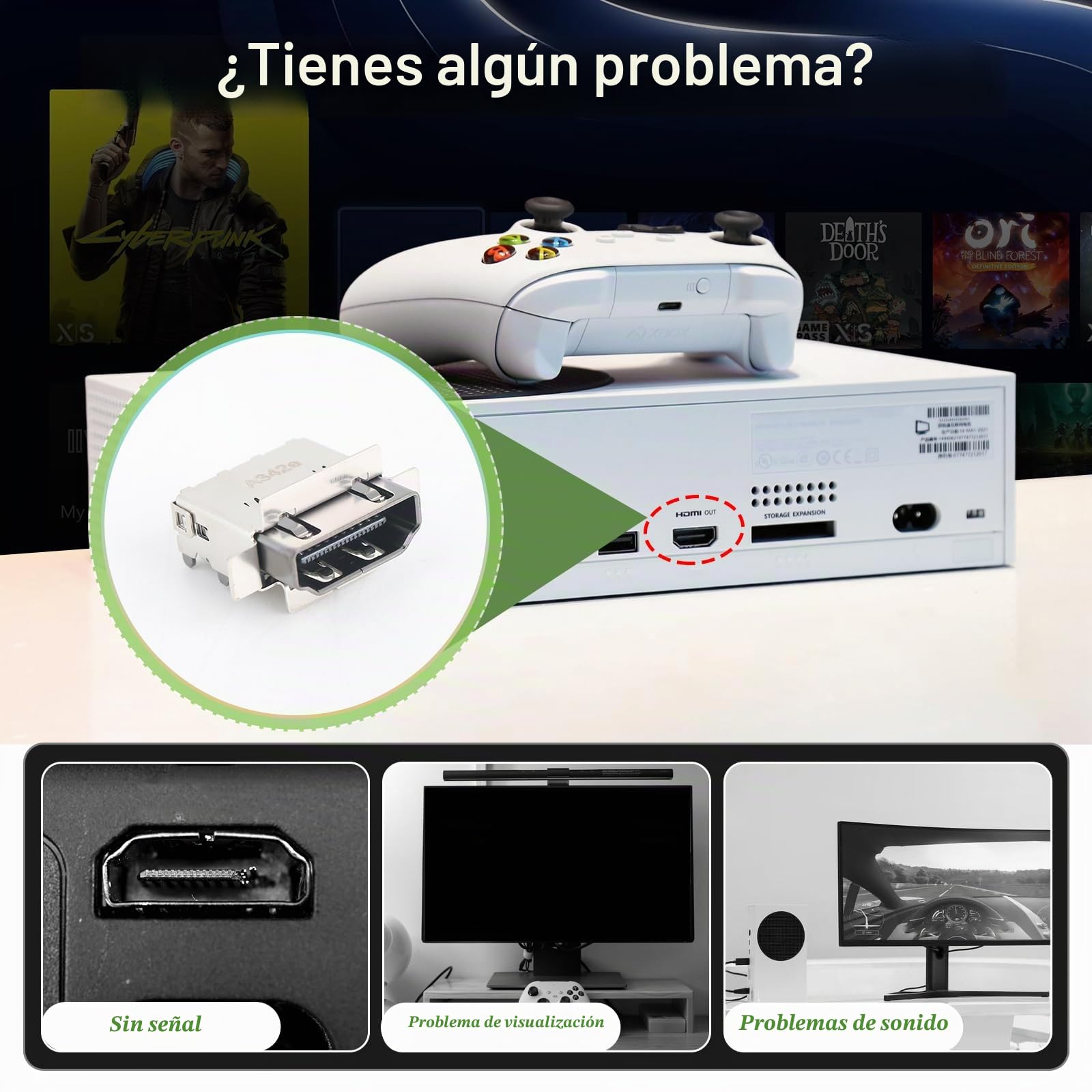 RongZy Para Xbox Series S HDMI Puerto para XSS Series S HDMI Port Conector de Interfaz del Puerto Accesorios Repuesto con Herramientas de Reparación Paratur