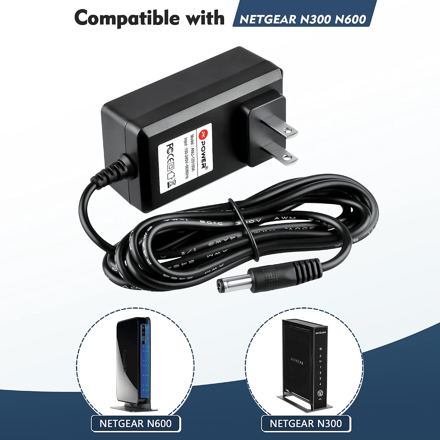 AC Power Adapter Replacement for Netgear N300 N600 WAG302 WNR2000, Motorola Arris Surfboard WiFi Router Linksys Asus Universal Cable Modem Charger Cord