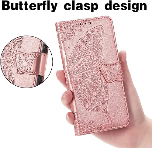 Miniatura 6 de MEUPZZK Funda para Samsung Galaxy A14 5G, funda tipo cartera Samsung A14 5G, piel sintética de alta calidad con diseño de flor de mariposa en