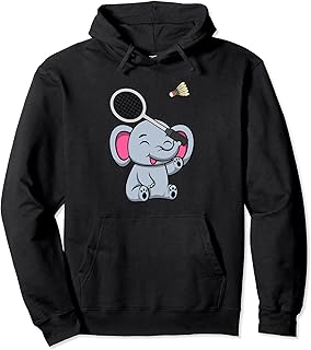Elephant Safari Badminton Player Shuttlecock Pullover Hoodie