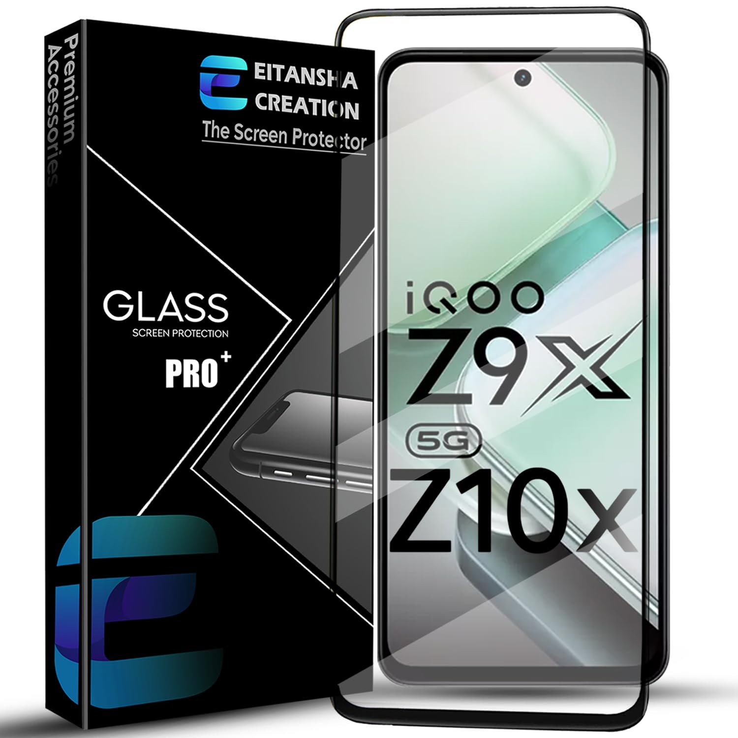 EITANSHA CREATION Edge To Edge Screen Protector Tempered Glass For iQOO Z9X 5G With Easy Self-Installation Kit-image-28