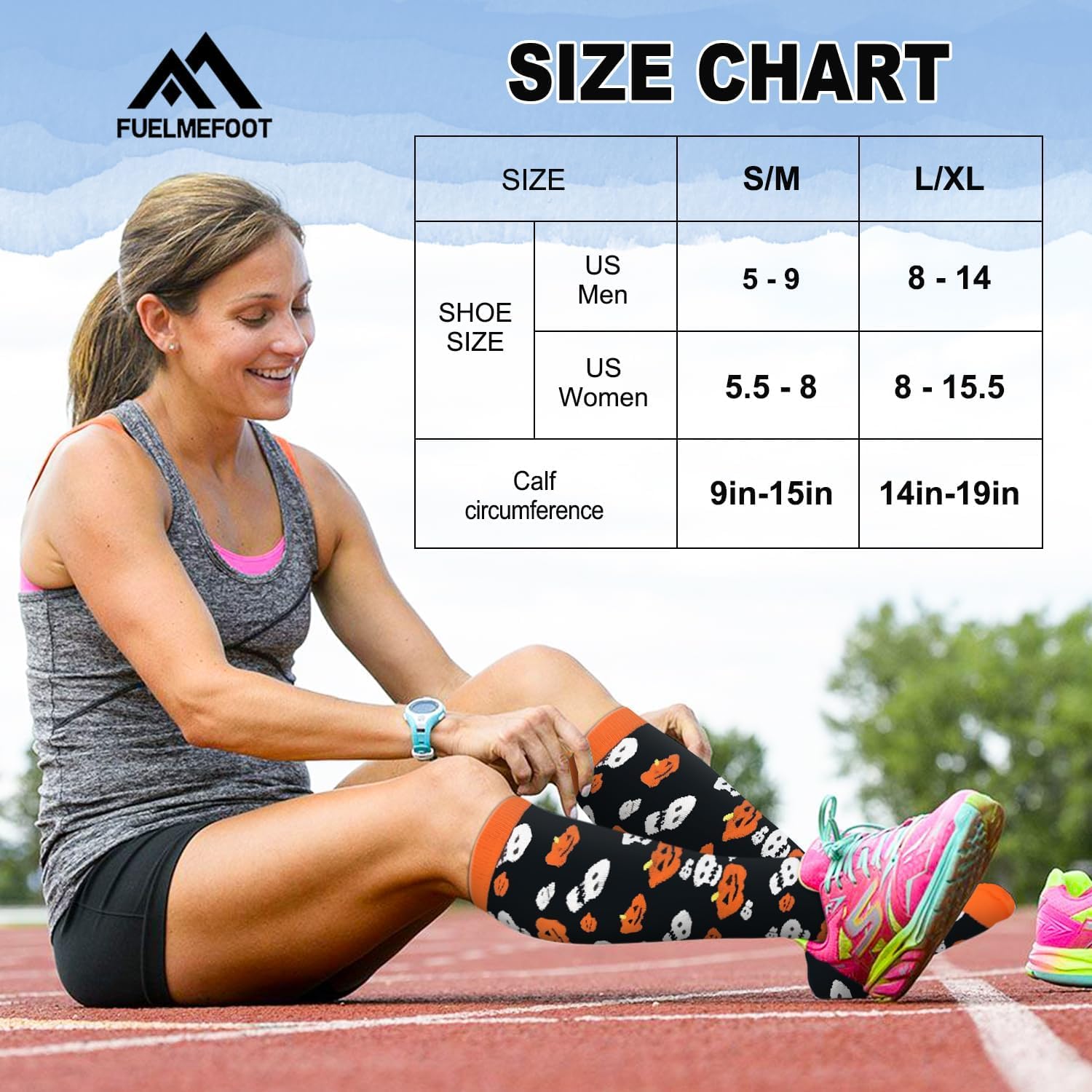 6 Pairs Compression Socks for Women & Men 15-20mmHg Graduated Support Knee High Socks for Nurses, Travel, Athletic - Image 6