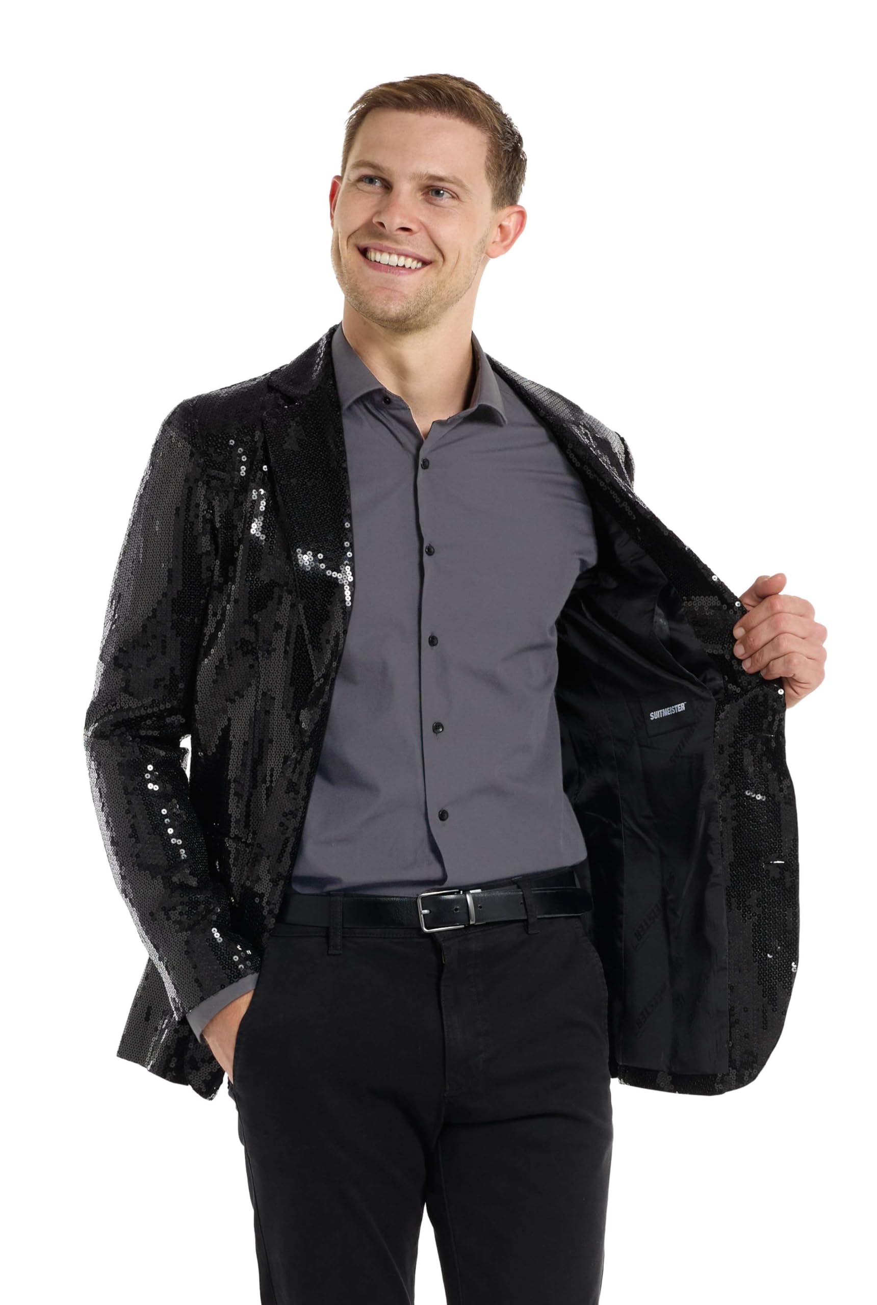 Suitmeister Party-Blazer für Herren - Weihnachten, Silvesterparty - Glänzende Pailletten-Anzugjacke