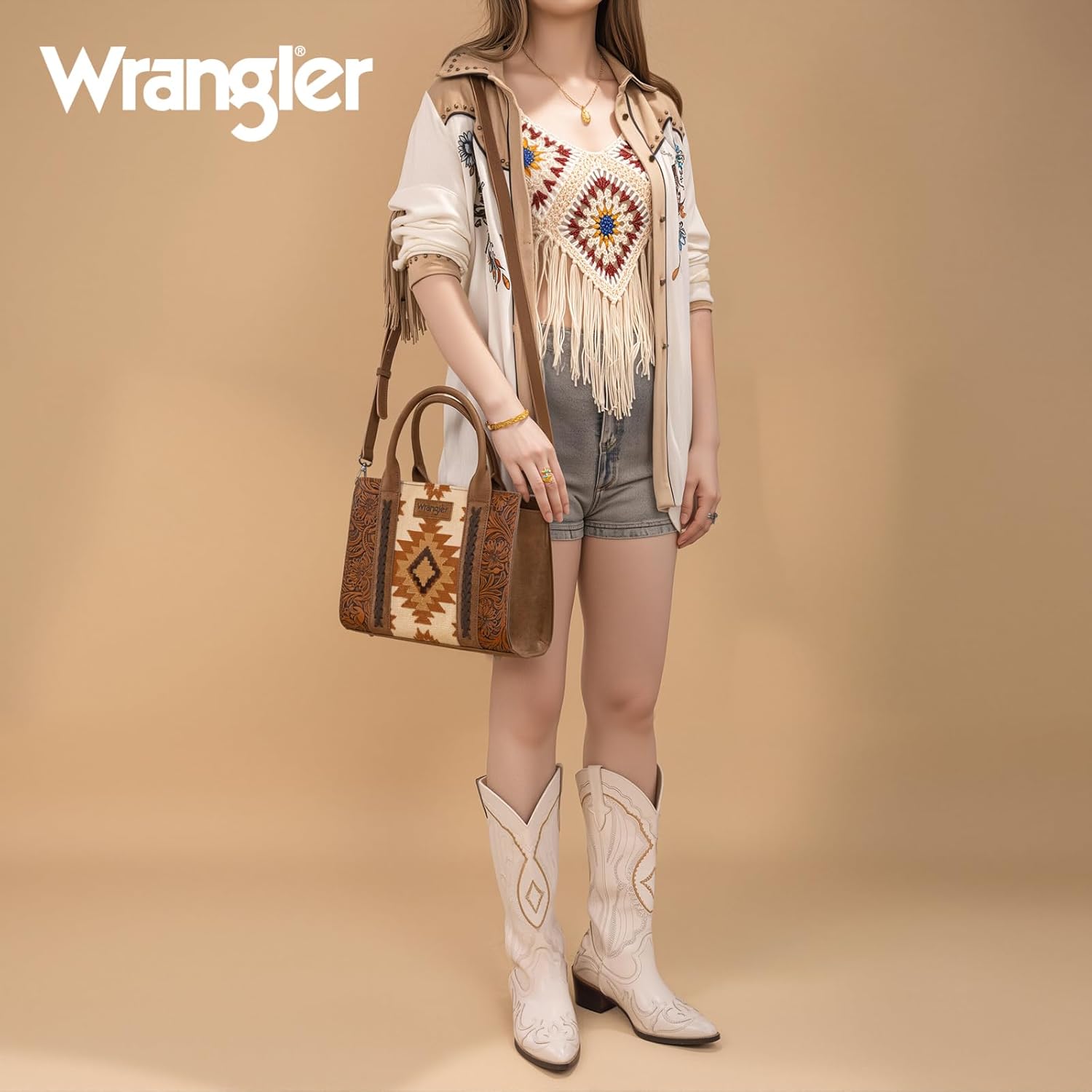 Montana West × Wrangler Aztec Tote Bag for Women Western Shoulder Purse Top Handle Handbag - Image 2