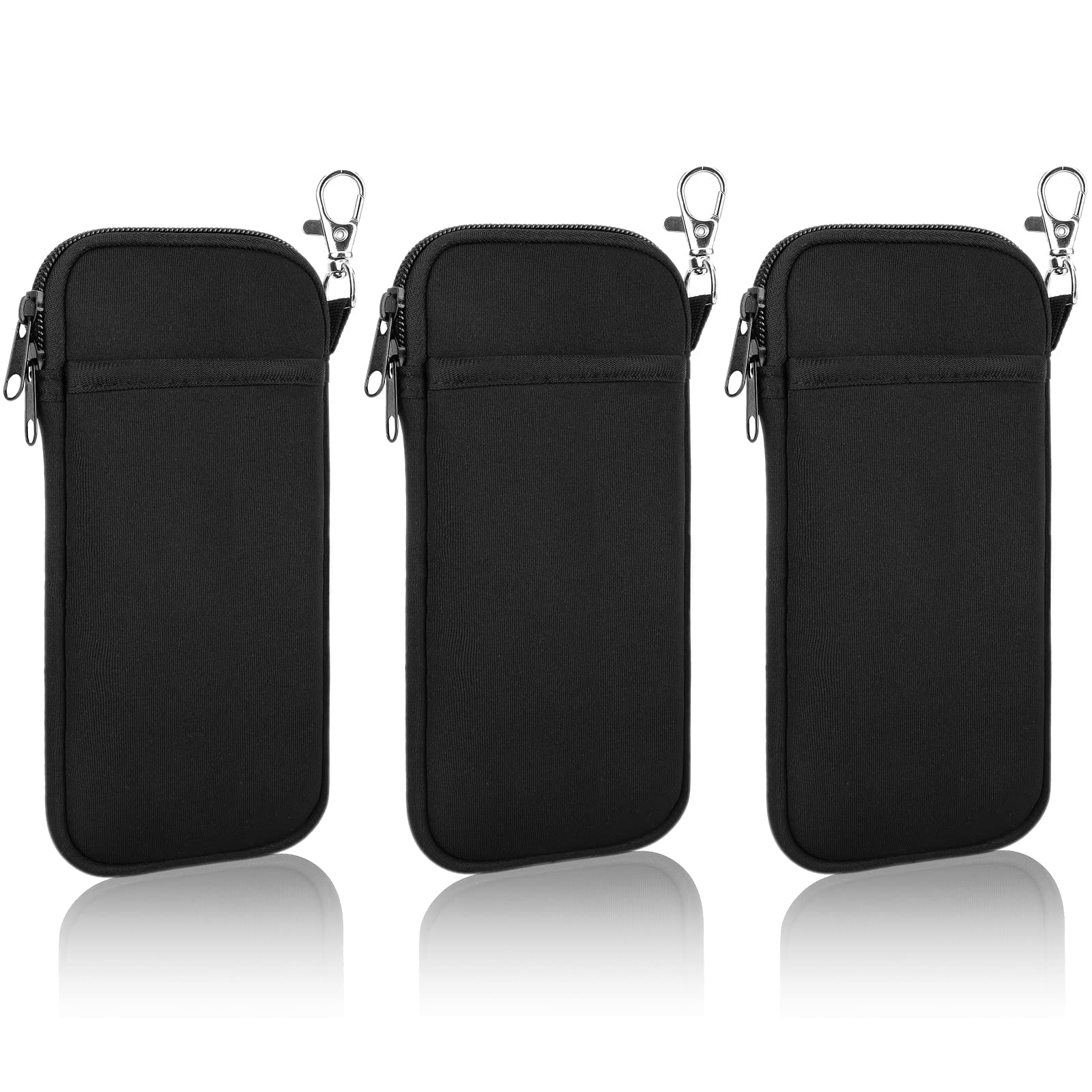 Hifot 3 Piezas Doble Funda Gafas, Neopreno Ultra Ligero con Cremallera Suaves Estuche Gafas, Portátil Funda de Anteojos para Gafas de Sol, Lápices, Teléfono móvil, Clave, Joyas
