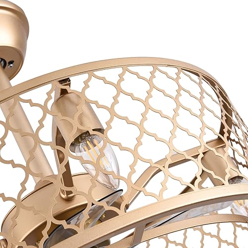 Miniatura 4 de Ventilador de techo industrial de 20 pulgadas con luces, ventilador de techo cerrado para interiores con control remoto, ventilador de techo retro