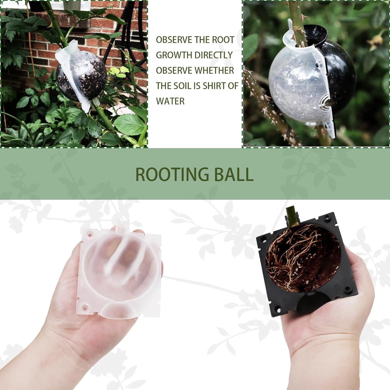 30 Pack 3 Sizes Plant Root Growing Box with 120 pcs Zip Ties, Air Layering Propagation Ball Kit Tree Rooting Grafting Tools for High-Pressure Grafting, Reusable Rooting Device