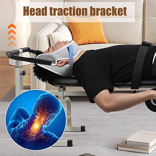 Miniatura 4 de Cama de tracción cervical y lumbar para terapia física en el hogar, estirador de cuello portátil con reposacabezas ergonómico y soporte para pies