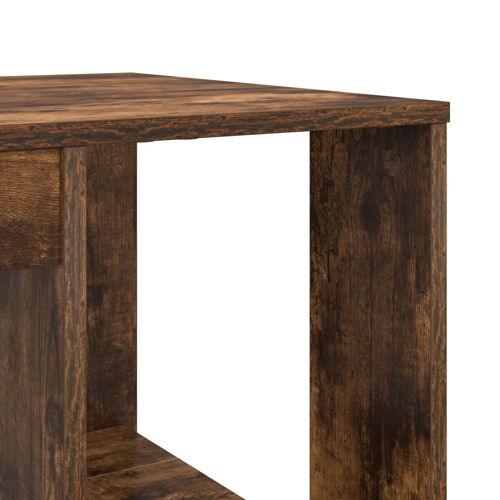 Scrivania da ufficio in legno massiccio di rovere affumicato, con ripiani, postazione di lavoro moderna per home office