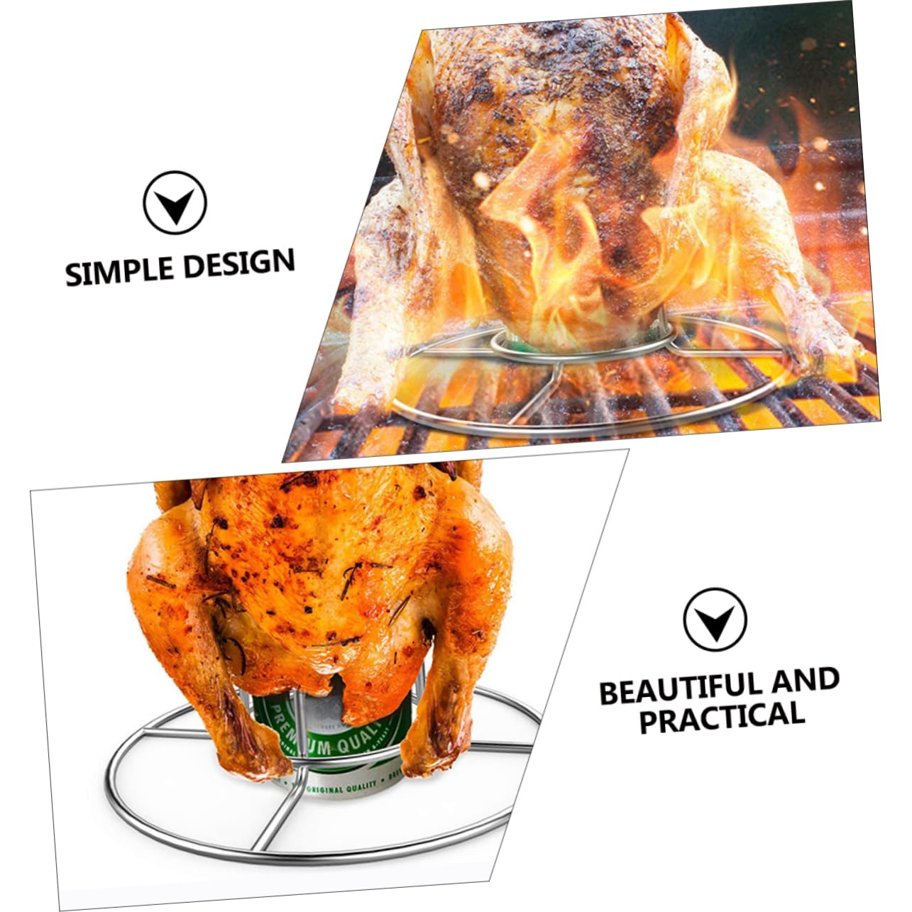 Toddmomy 2pezzi Acciaio Inox per Pollo Supporto Rotondo per Birra per Arrostire Pollo in Modo Uniforme Pratica per Barbecue e Cottura