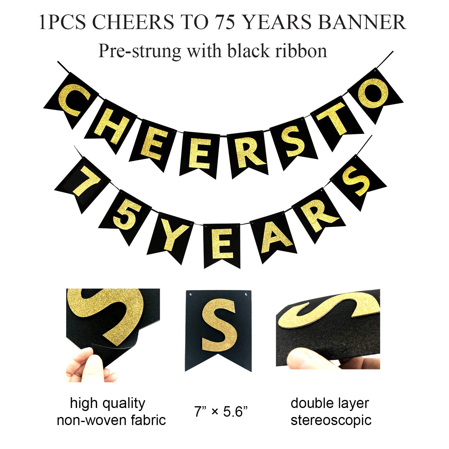 Kit Décoration 75 Ans Anniversaire - Bannière, Ballons, Serpentins, Panneaux De Signalisation - Pour Fête Homme/femme