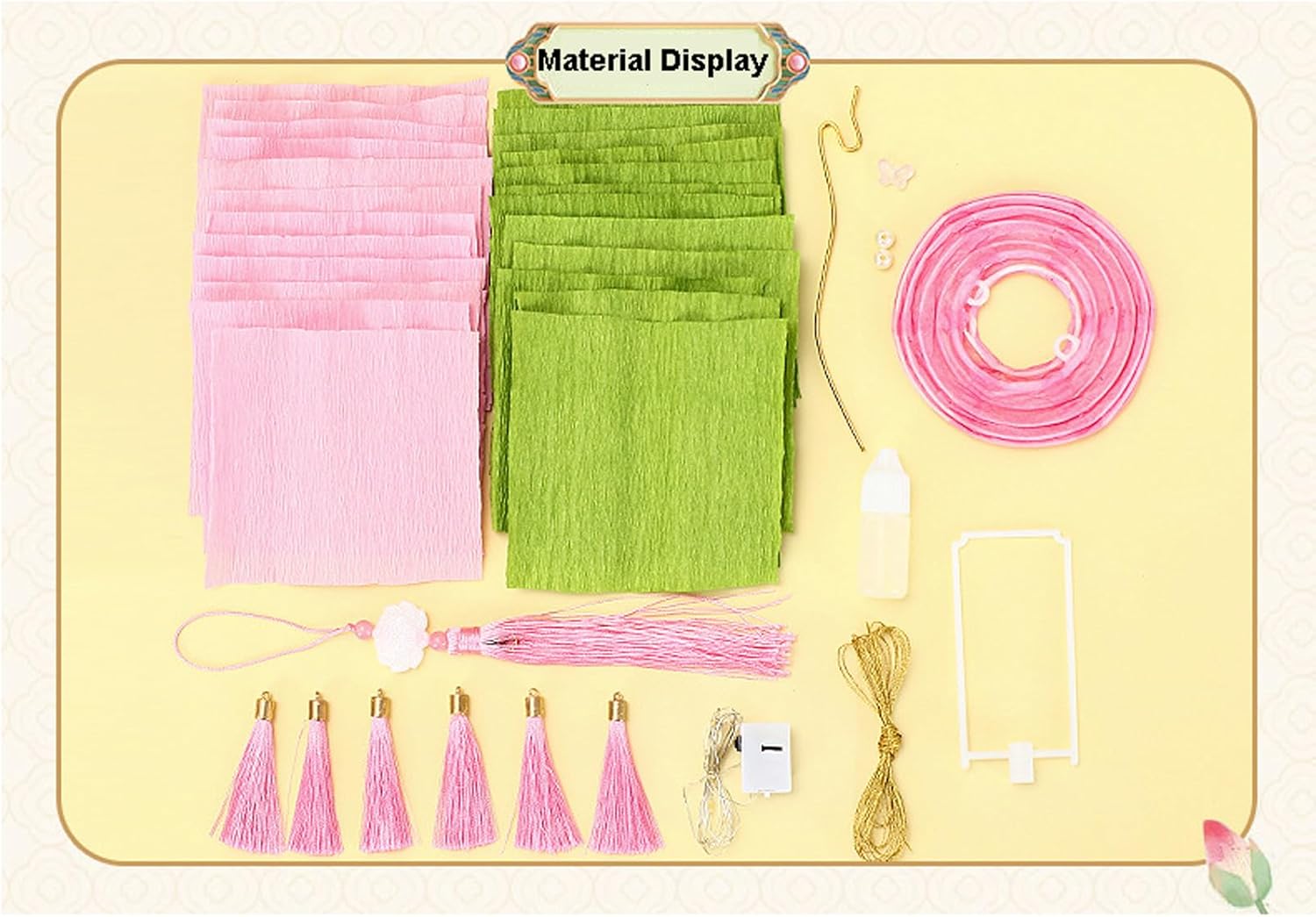 Mid-Autumn Festival Lotus Lantern Handmade DIY Luminous Paper Lantern Handheld Flower Lantern Portable Artificial Lotus Lamp for Hanfu