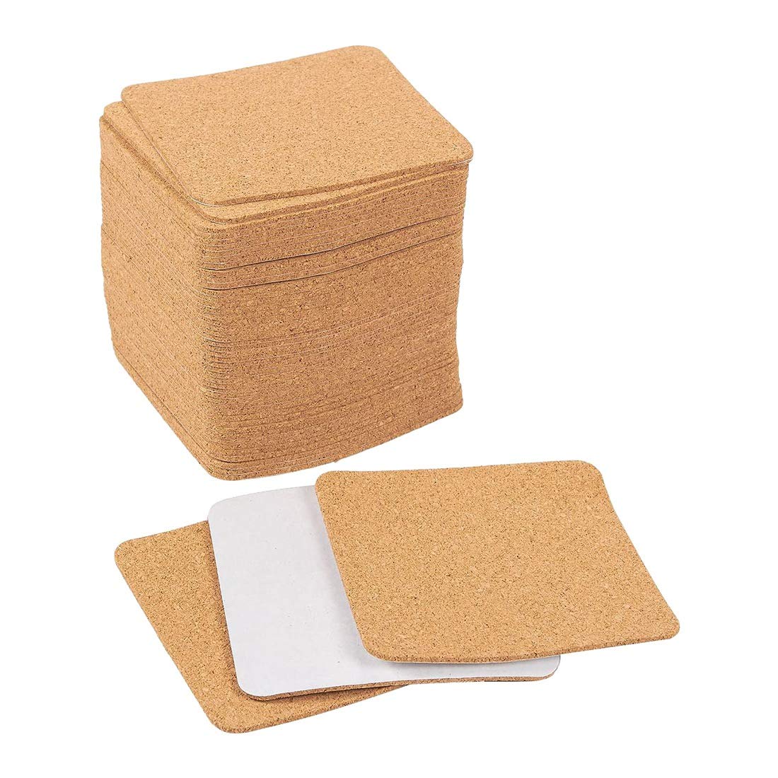 Cuasting Self-Adhesive Cork Coasters,Cork Mats Cork Backing Sheets for Coasters and DIY Crafts Supplies (50, Square)