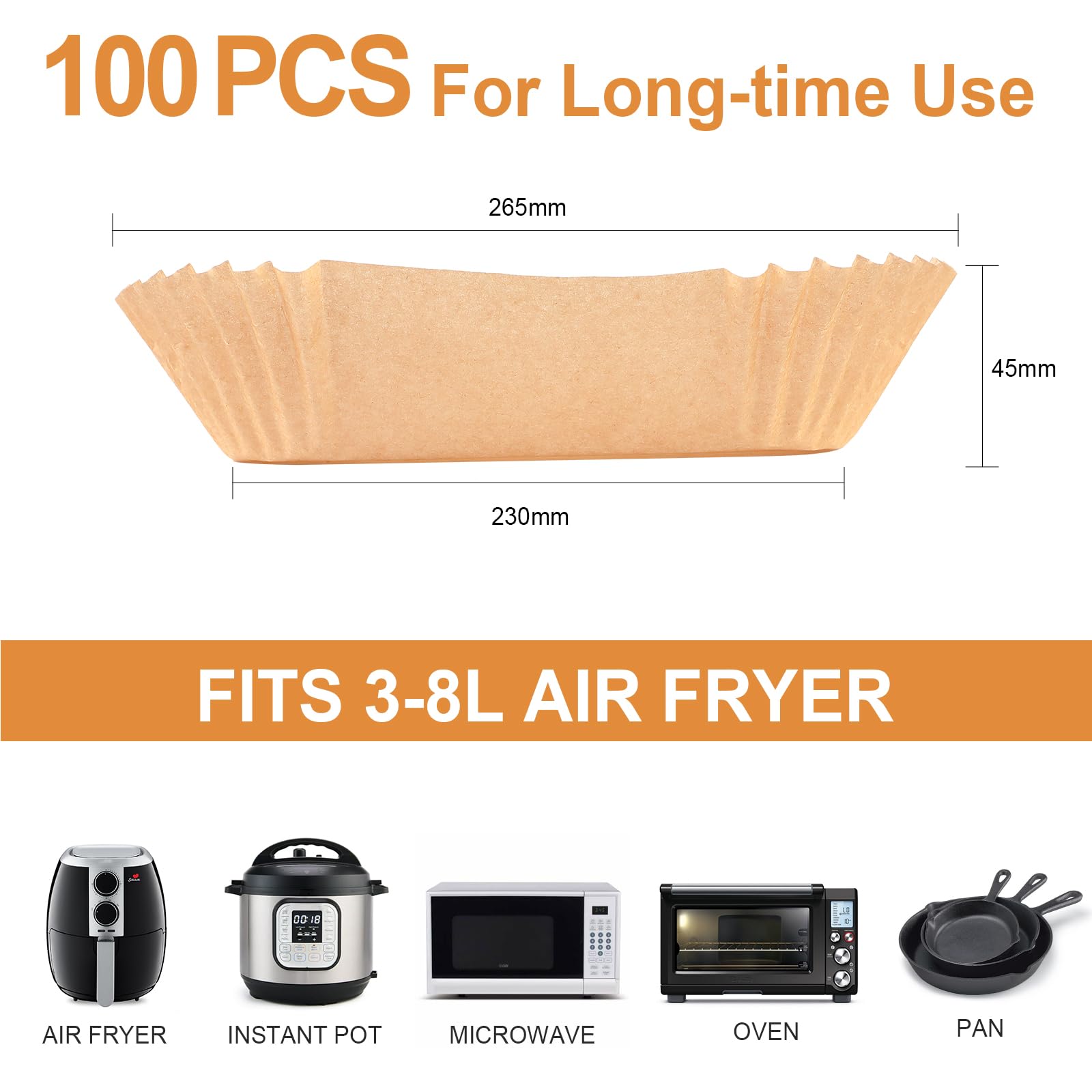 100 Fogli Carta Forno Per Friggitrice Ad Aria 23cm - Quadrati, Antiaderenti, Monouso Per Air Fryer 5-6L