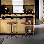 Topower Industrial Tabouret de cuisine en bois tracteur de ferme rétro-vieille Taille pivotante Taboureau de bar réglable (cuivre)