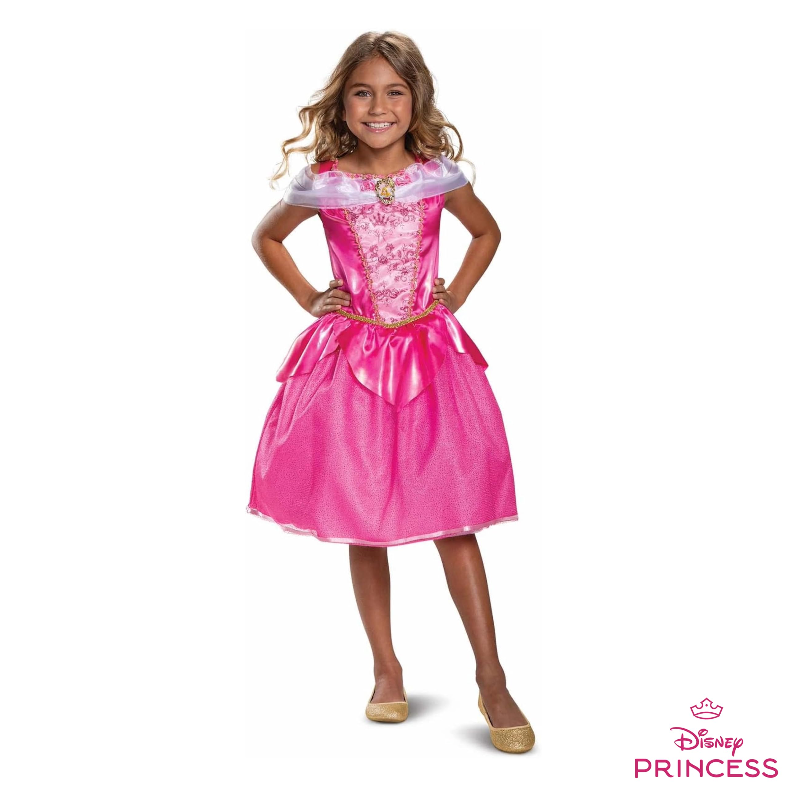 Disguise Disney Offizielles Deluxe Prinzessin Aurora Kostüm Kinder, Dornröschen Kostüm für Mädchen, Größe S