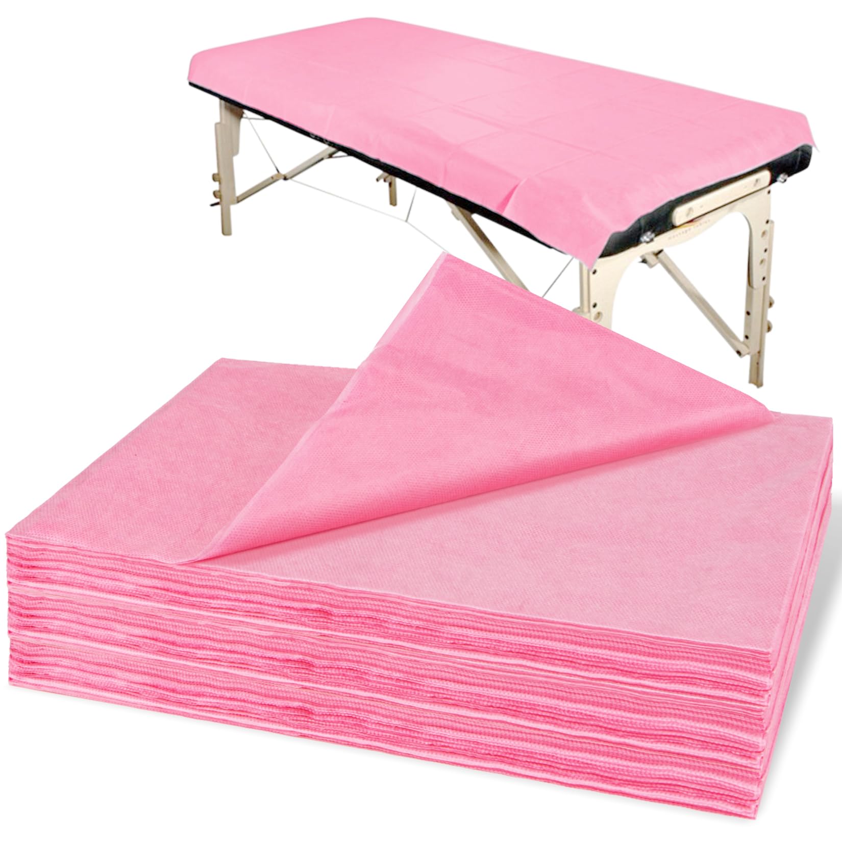MAQIHAN 18PCS Massage Table Sheets - Pink Waterproof Disposable Bed Sheets