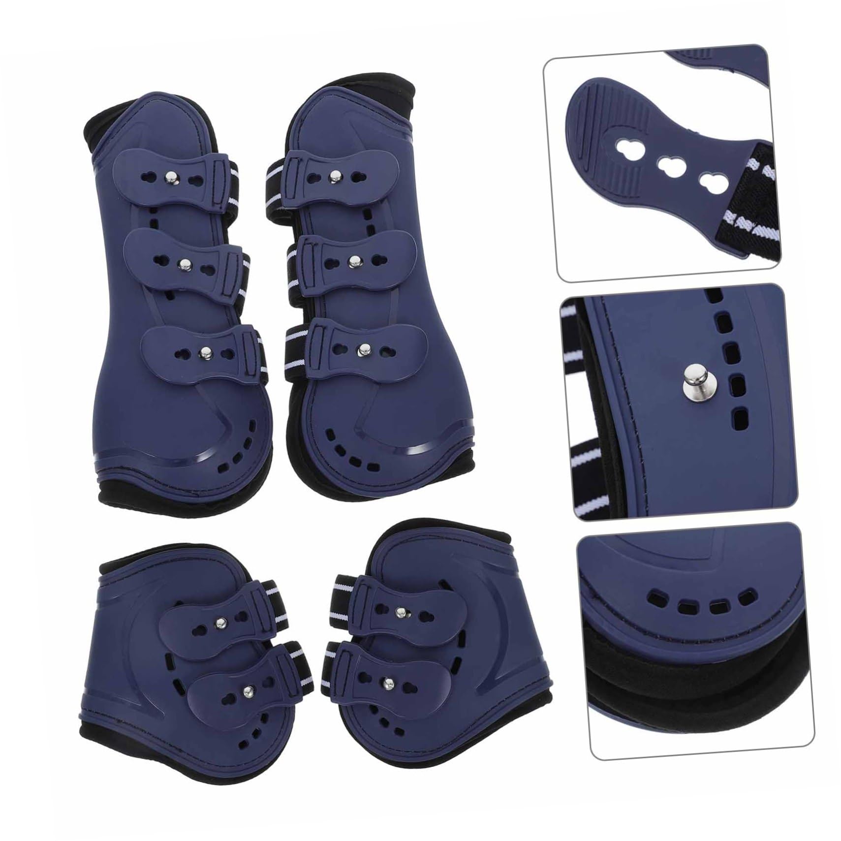 BESPORTBLE 4piezas Botas para Patas De Caballo Protector De Patas De Caballo para Botas De Protección Ecuestre Parte Delantera Vendajes para Equitación Azul Media