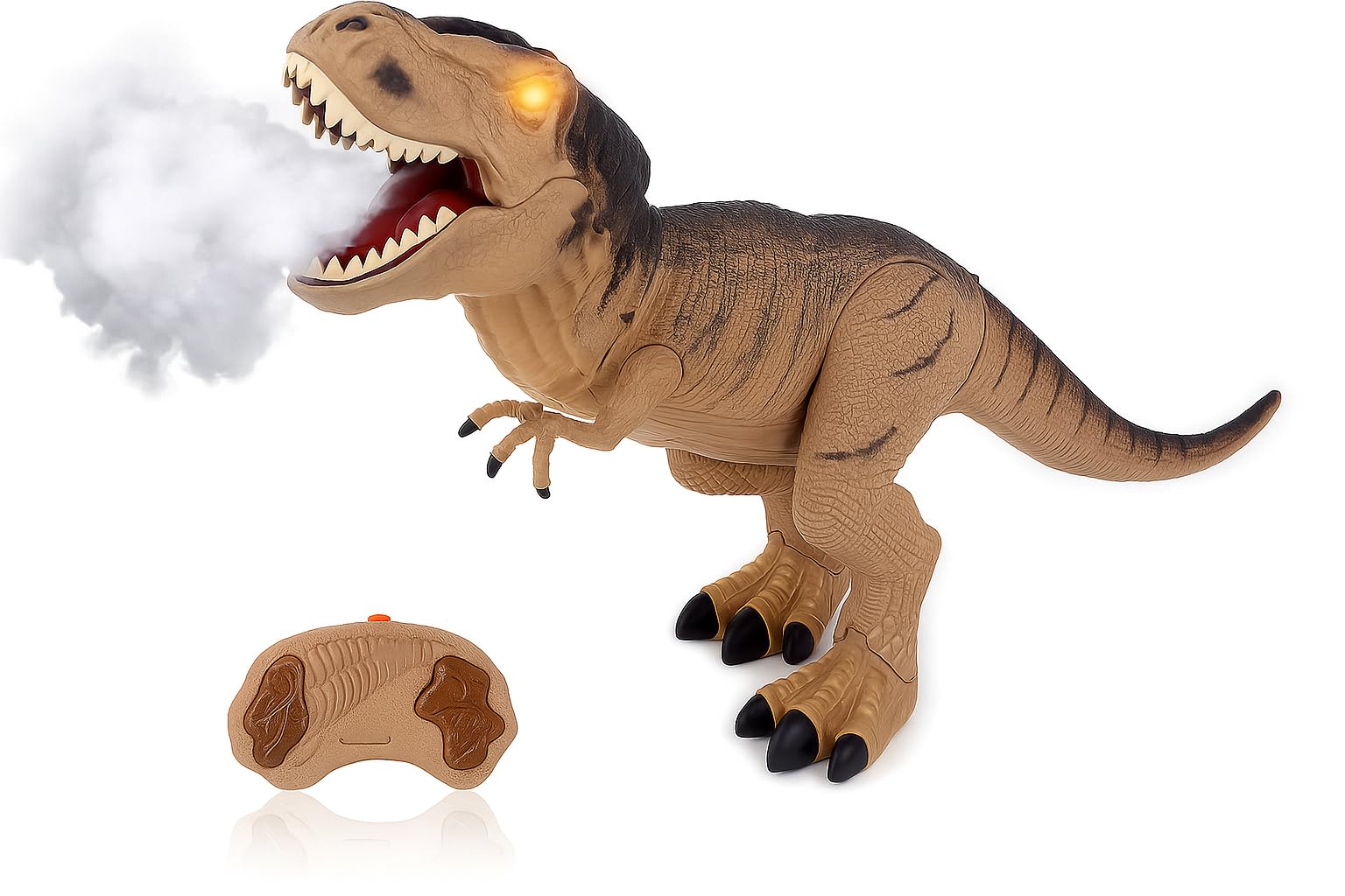 Dinosauro Telecomandato Gigante cm 53 con Effetto Fumo dalla Bocca Luce LED e Suoni Reali RC Dinosaur Tirannosauro T Rex Cammina e Ruggisce Realistico T-Rex Dinosauro Elettrico Gigante Giocattolo