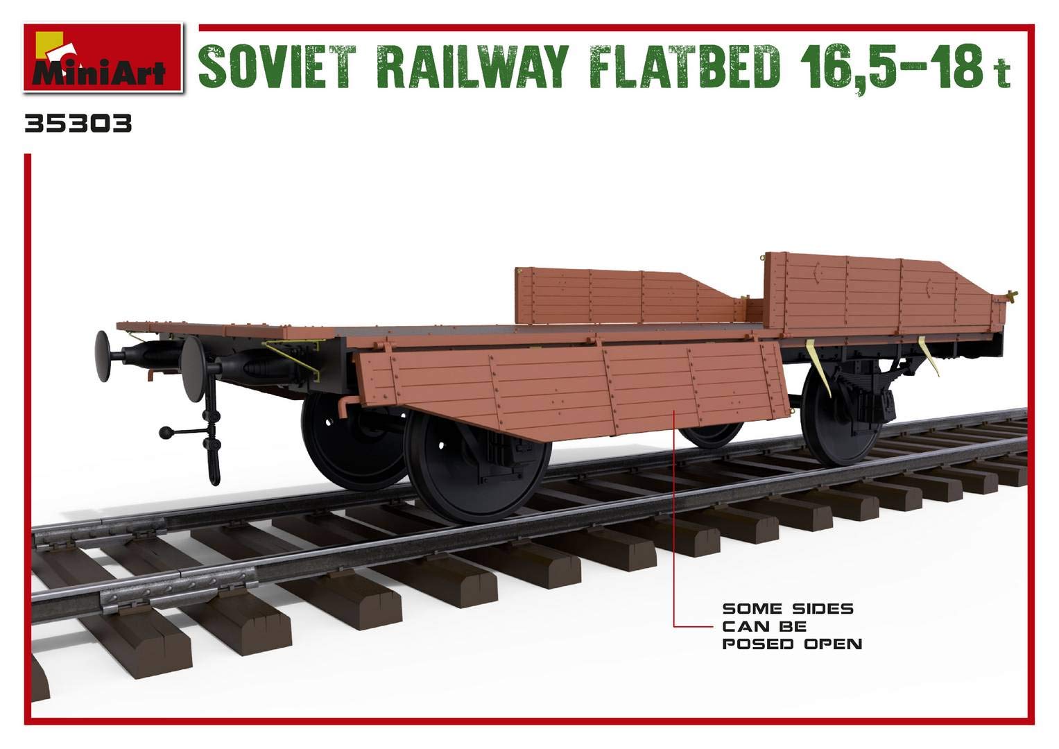 MiniArt 35303 1:35 Sov. Wagon à Plat 16,5-18 to.Réplique fidèle à l'original, modélisme, kit de Construction en Plastique, Bricolage, Loisirs, Collage, kit de modélisme, Assemblage, Non Peint, Gris