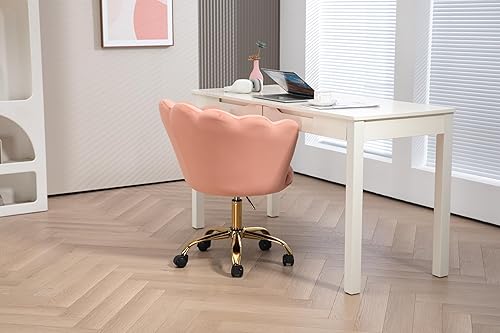 Miniatura 6 de ZOBIDO Cómoda silla de trabajo para oficina en casa con ruedas, bonita y moderna tapizada de terciopelo con respaldo de concha, silla de escritorio